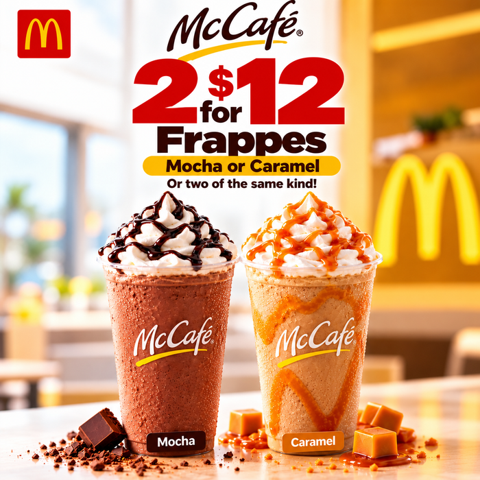 McCafé Frappés – 2 for $12 SAT | Mocha or Caramel – McDonald’s Samoa