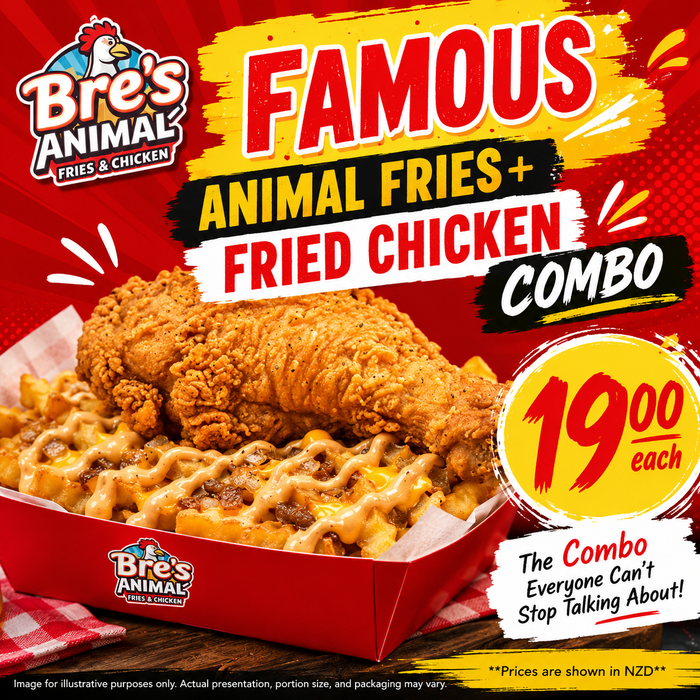 Animal Fries + Fried Chicken COMBO (Vailima or Vaitele)