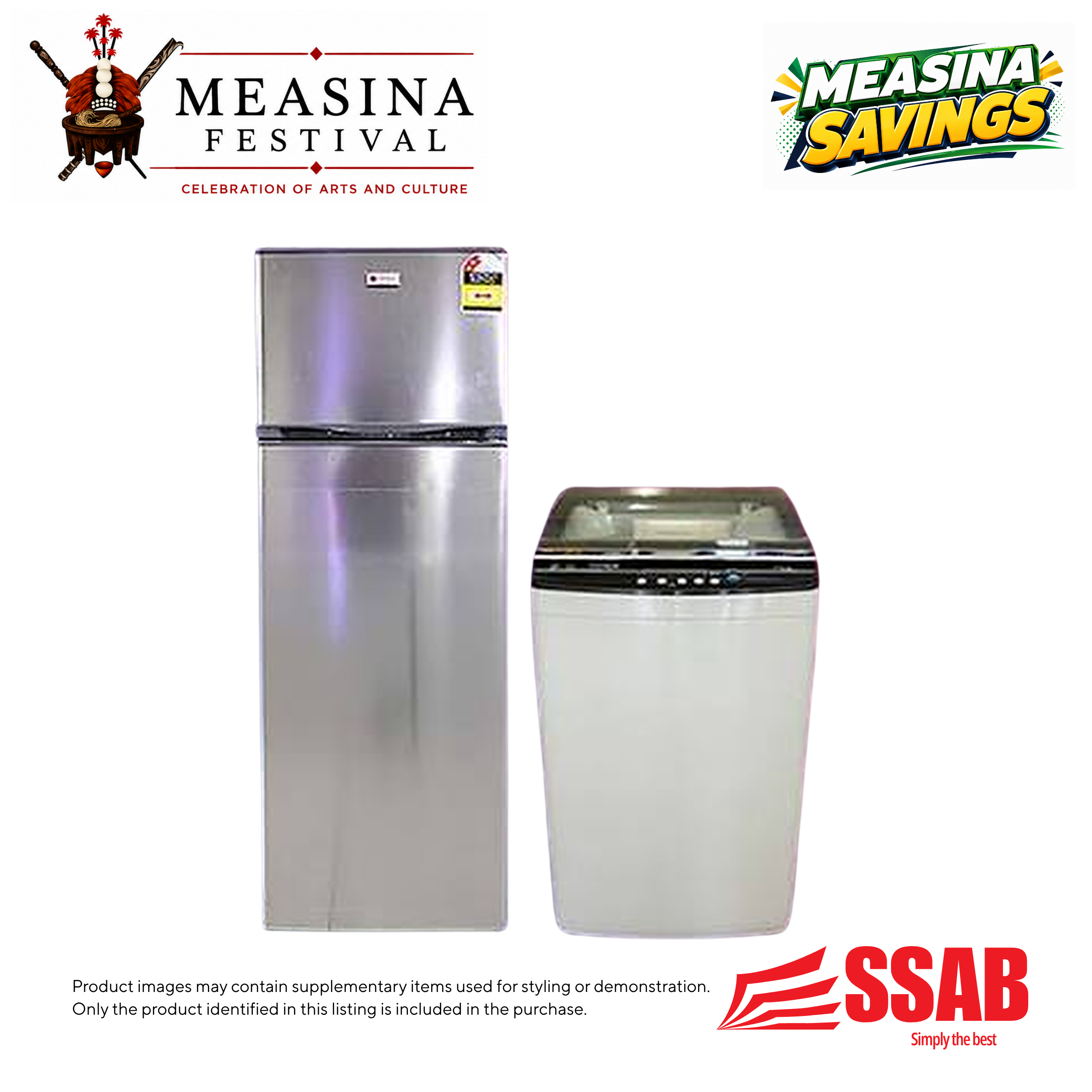 Cleanex Washing Machine 7Kg/Coolex Fridge 202L Stainless