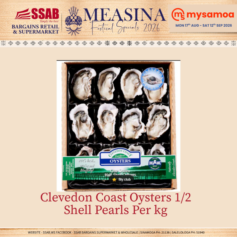 Clevedon Coast Oysters 1/2 Shell Pearls Per kg