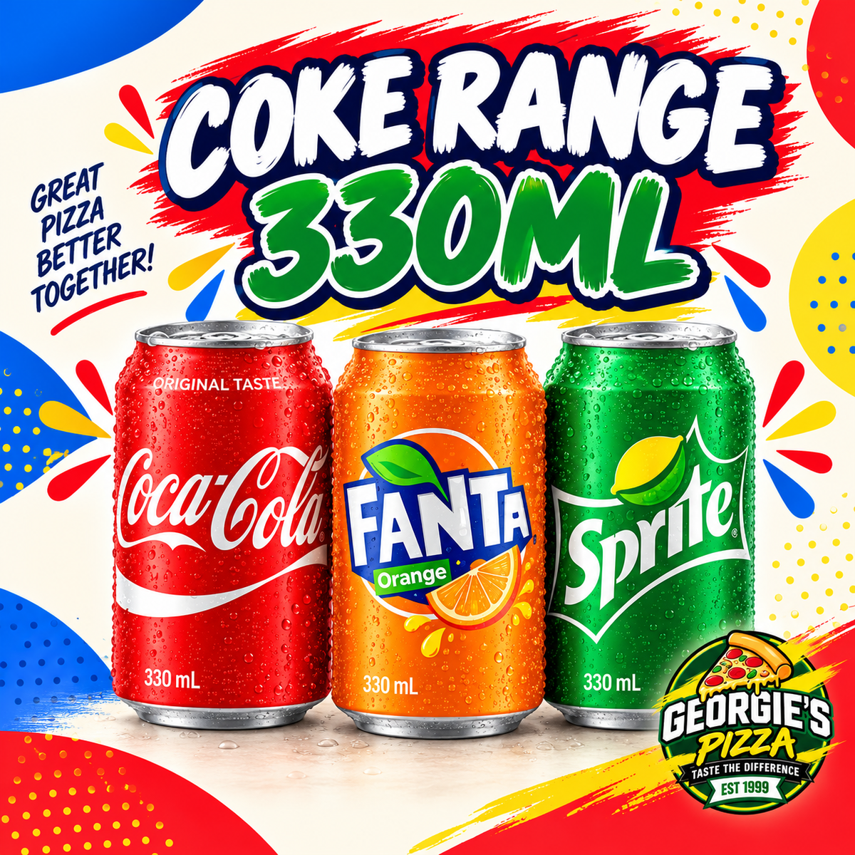 Coke Range Can 330ml (Assorted) – Pickup from Georgies Pizza – Taufusi, Upolu