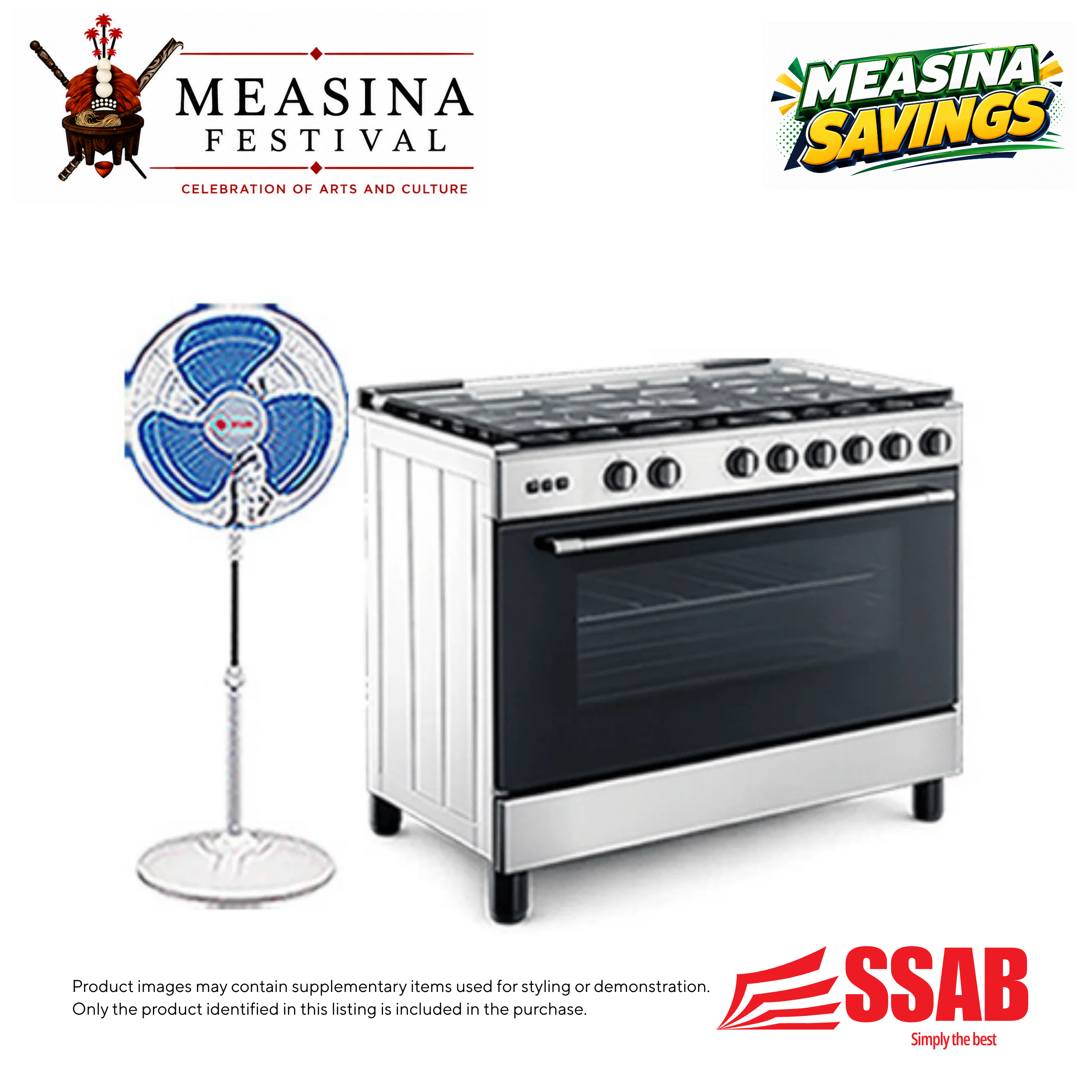 Coolex 16" Stand Fan-White Fan/Coolex Full Gas 5 Burner