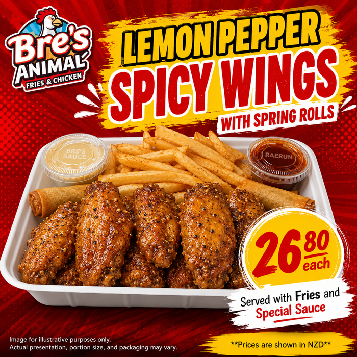 Lemon Pepper Spicy Wings (Vailima or Vaitele)