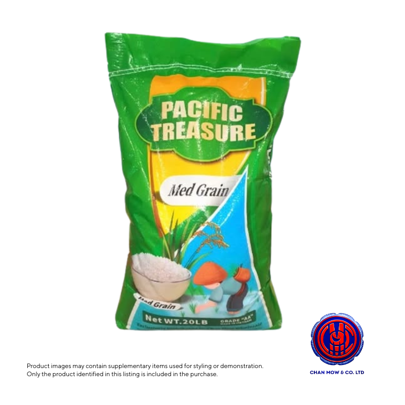 Pacific Treasure Medium Grain Rice 20Lb Bag
