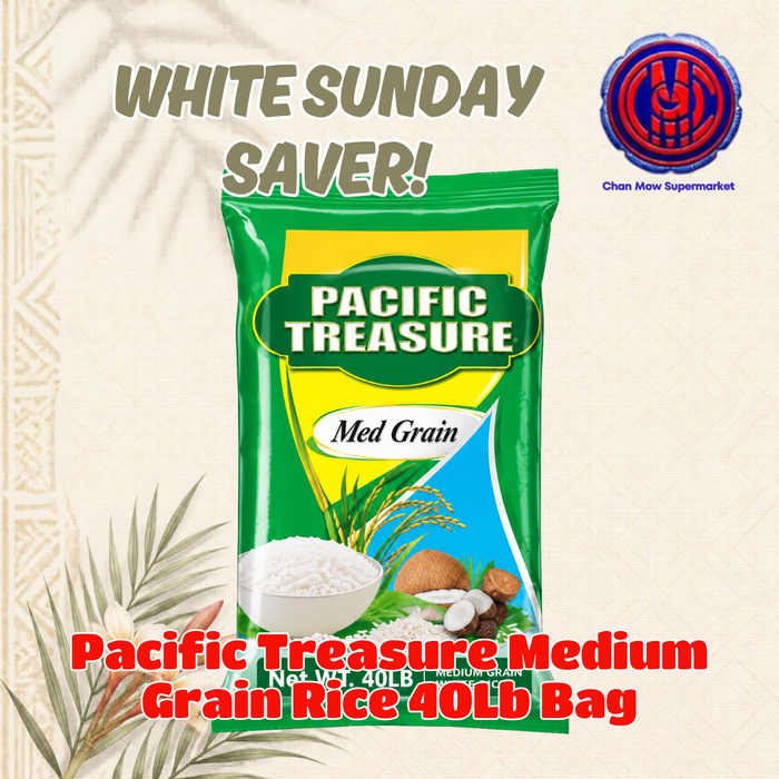 Pacific Treasure Medium Grain Rice 40Lb Bag