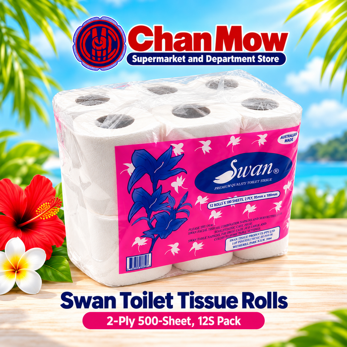 Swan Toilet Tissue Rolls 2-Ply 500-Sheet, 12S Pack