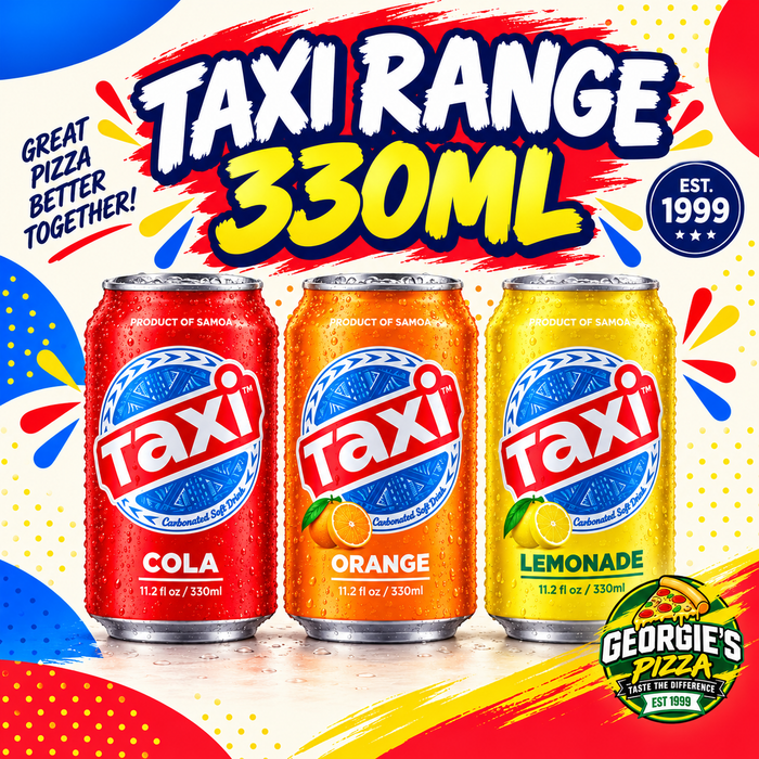 Taxi Can 330ml (Assorted) – Pickup from Georgies Pizza – Taufusi, Upolu