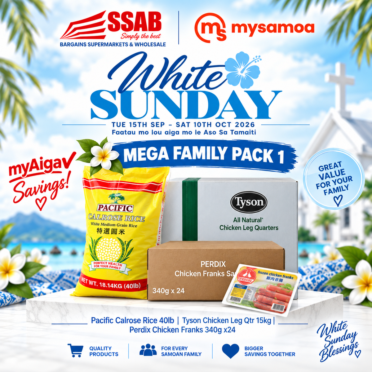 White Sunday Mega Family Pack 1 - Pickup from SSAB BARGAINS SUPERMARKETS & WHOLESALE