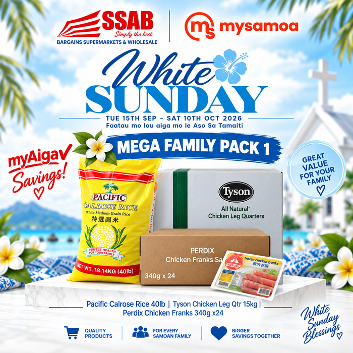 White Sunday Mega Family Pack 1 - Pickup from SSAB BARGAINS SUPERMARKETS & WHOLESALE