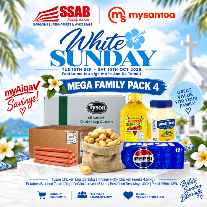 White Sunday Mega Family Pack 4 - Pickup from SSAB BARGAINS SUPERMARKETS & WHOLESALE