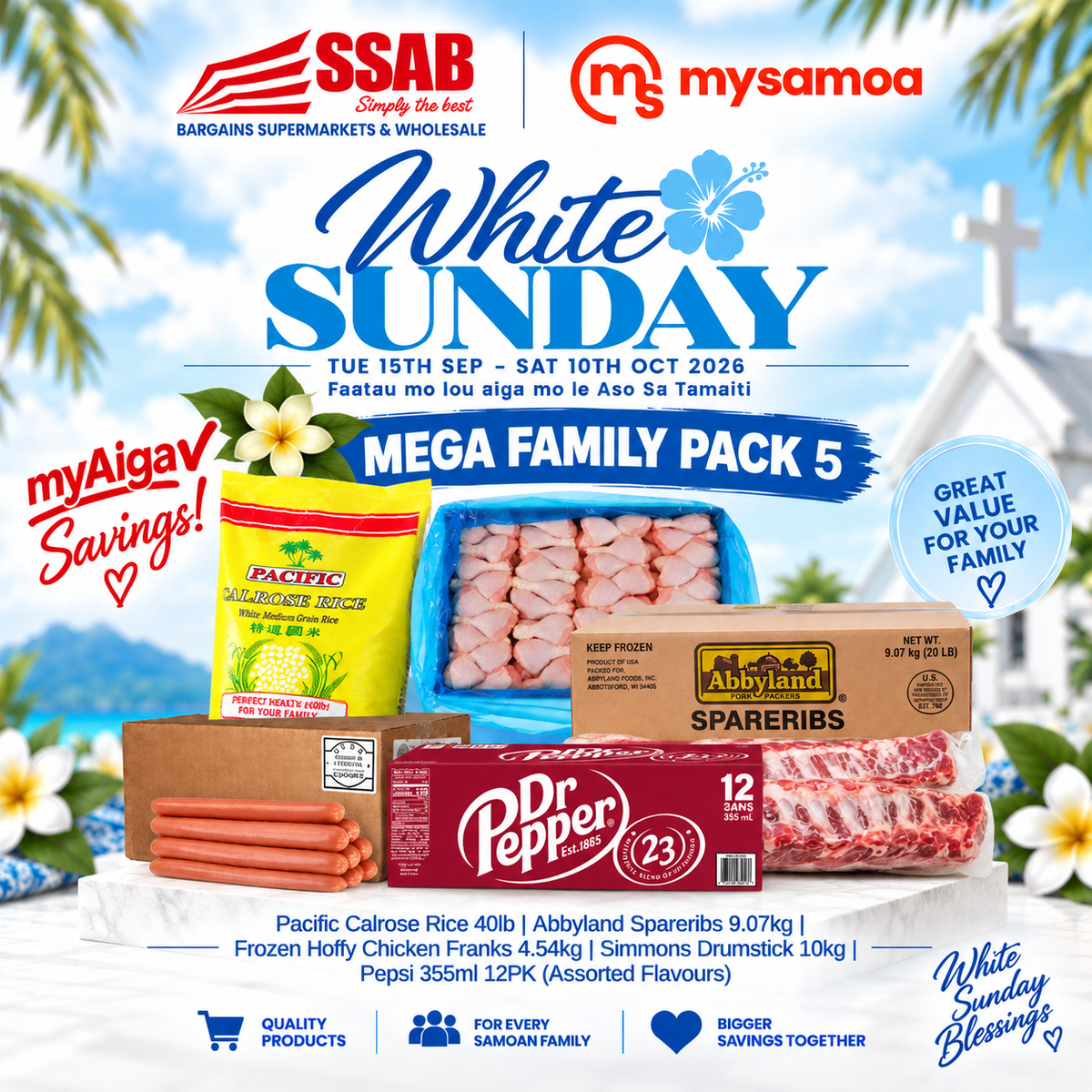 White Sunday Mega Family Pack 5 - Pickup from SSAB BARGAINS SUPERMARKETS & WHOLESALE
