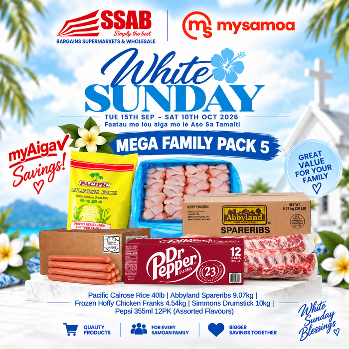 White Sunday Mega Family Pack 5 - Pickup from SSAB BARGAINS SUPERMARKETS & WHOLESALE