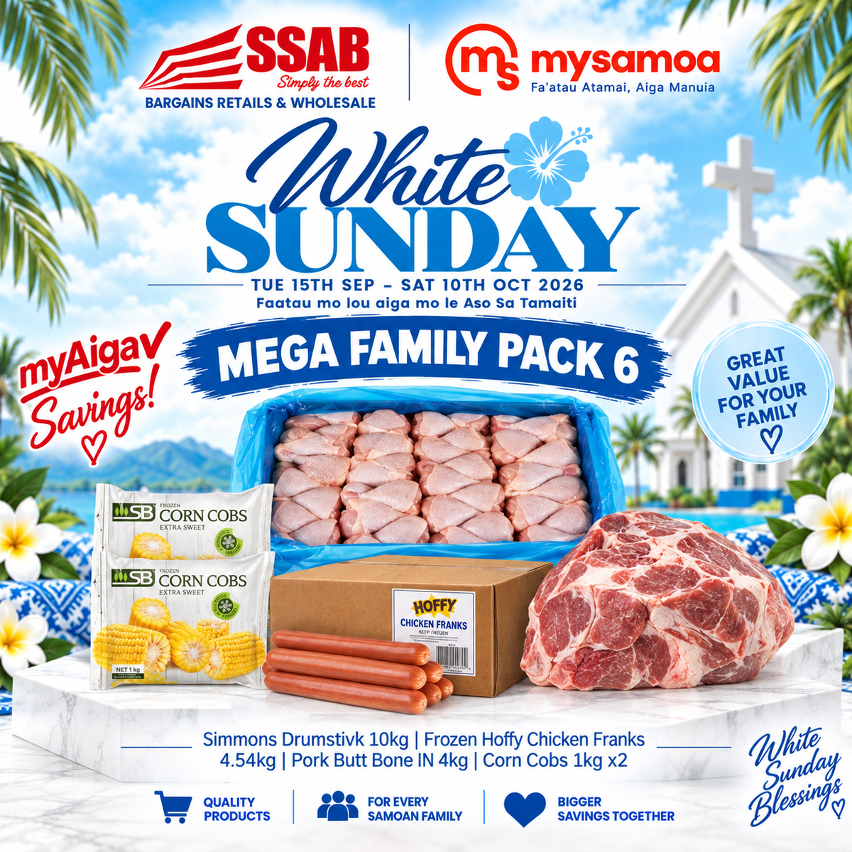 White Sunday Mega Family Pack 6 - Pickup from SSAB SUPERMARKETS RETAIL & WHOLESALE