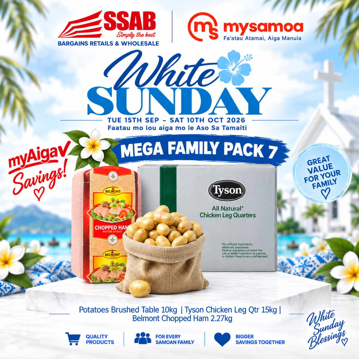 White Sunday Mega Family Pack 7 - Pickup from SSAB BARGAINS SUPERMARKETS & WHOLESALE