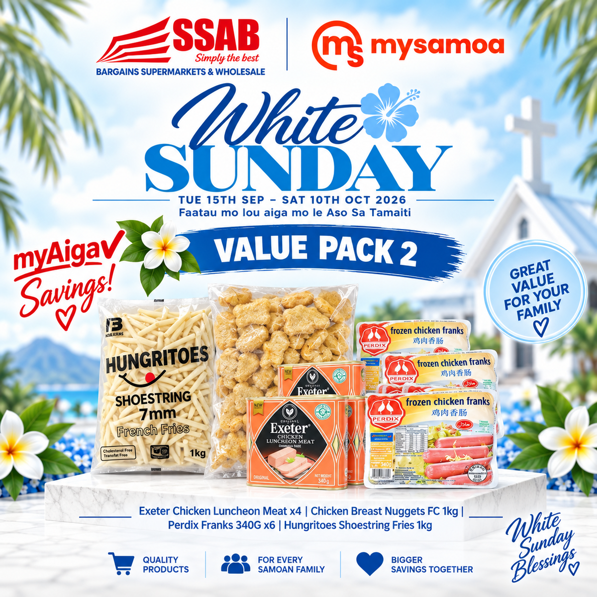 White sunday value pack 2 - Pickup from SSAB BARGAINS SUPERMARKETS & WHOLESALE
