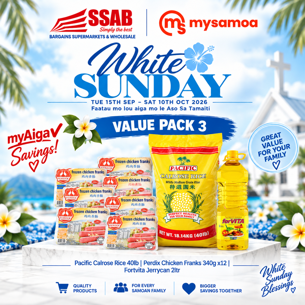 White sunday value pack 3 - Pickup from SSAB BARGAINS SUPERMARKETS & WHOLESALE