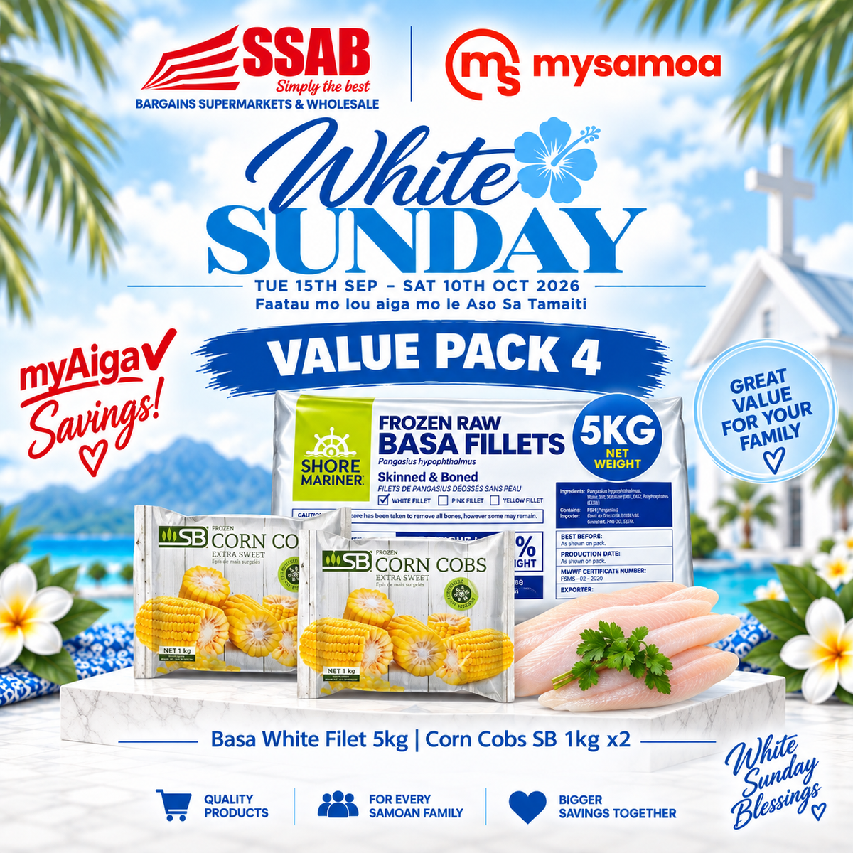 White sunday value pack 4 - Pickup from SSAB BARGAINS SUPERMARKETS & WHOLESALE