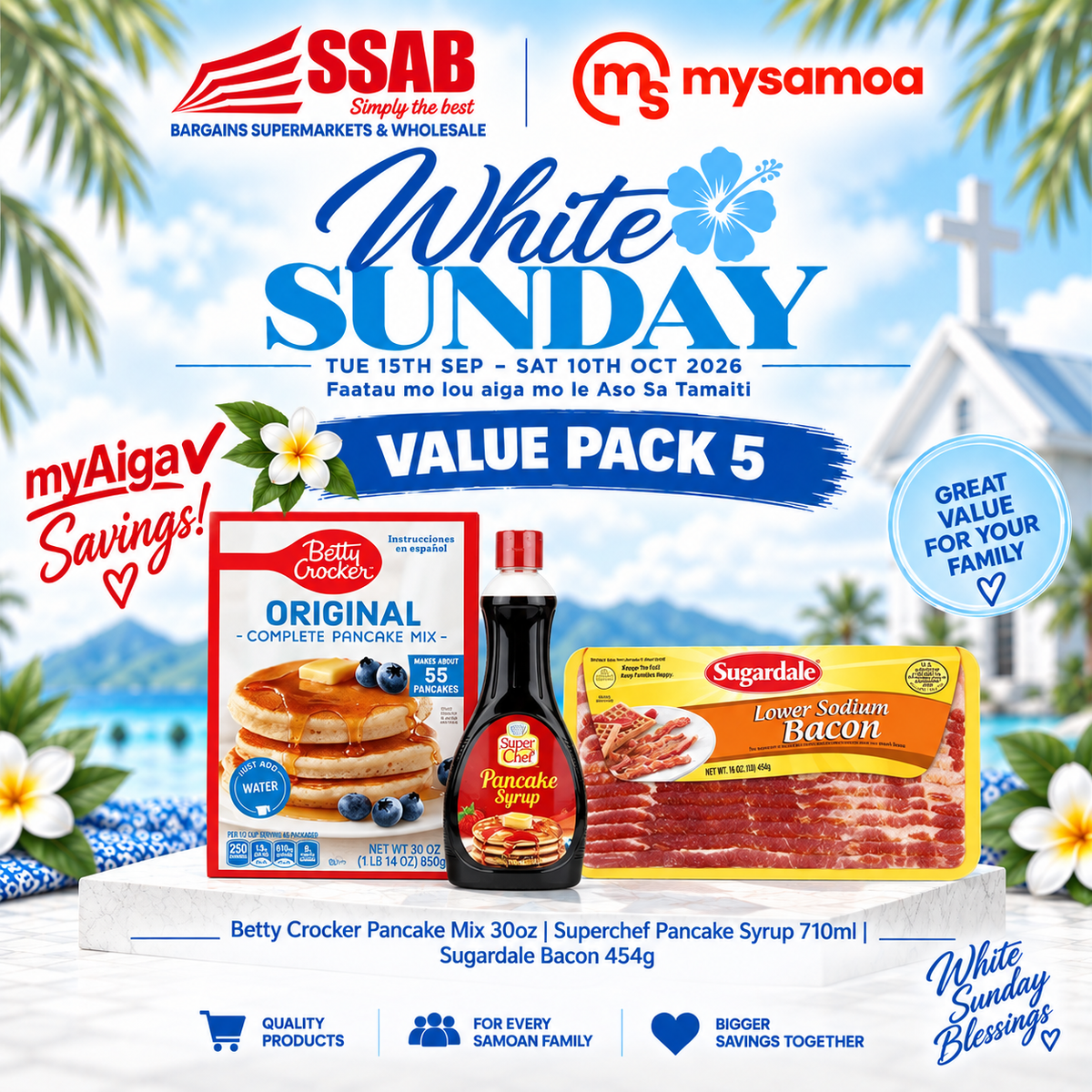 White sunday value pack 5 - Pickup from SSAB BARGAINS SUPERMARKETS & WHOLESALE