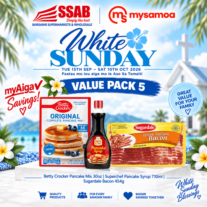 White sunday value pack 5 - Pickup from SSAB BARGAINS SUPERMARKETS & WHOLESALE
