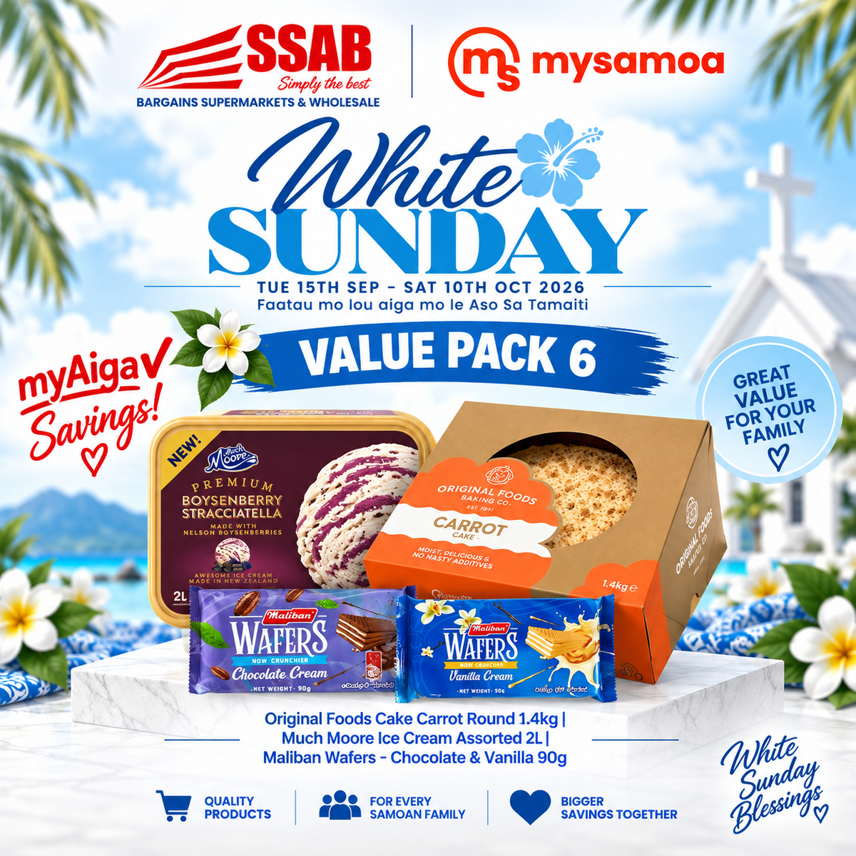White sunday value pack 6 - Pickup from SSAB BARGAINS SUPERMARKETS & WHOLESALE