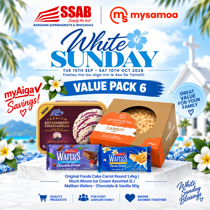 White sunday value pack 6 - Pickup from SSAB BARGAINS SUPERMARKETS & WHOLESALE
