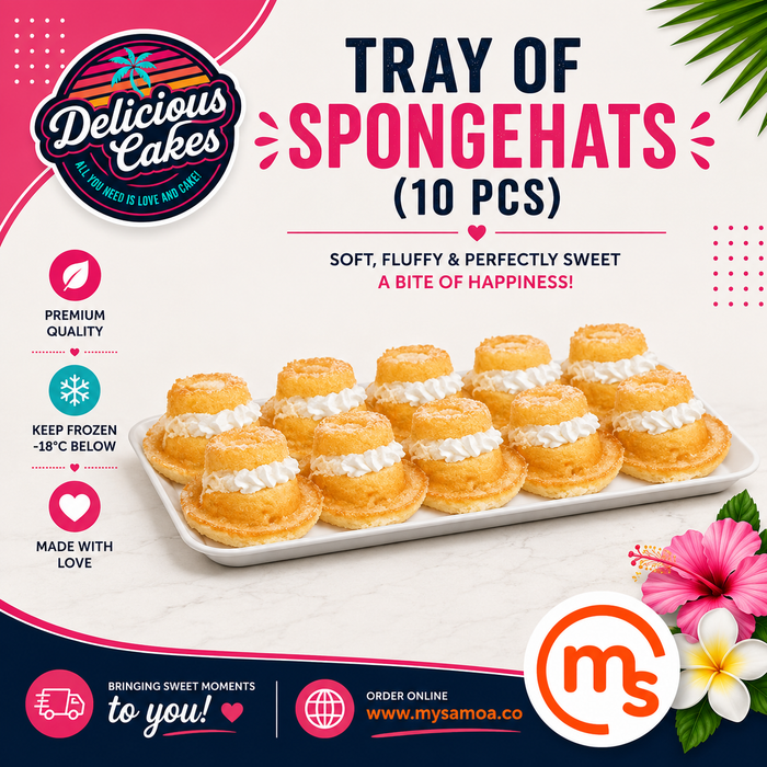 Tray of Spongehats (10 Pcs) - Delicious Cakes Samoa